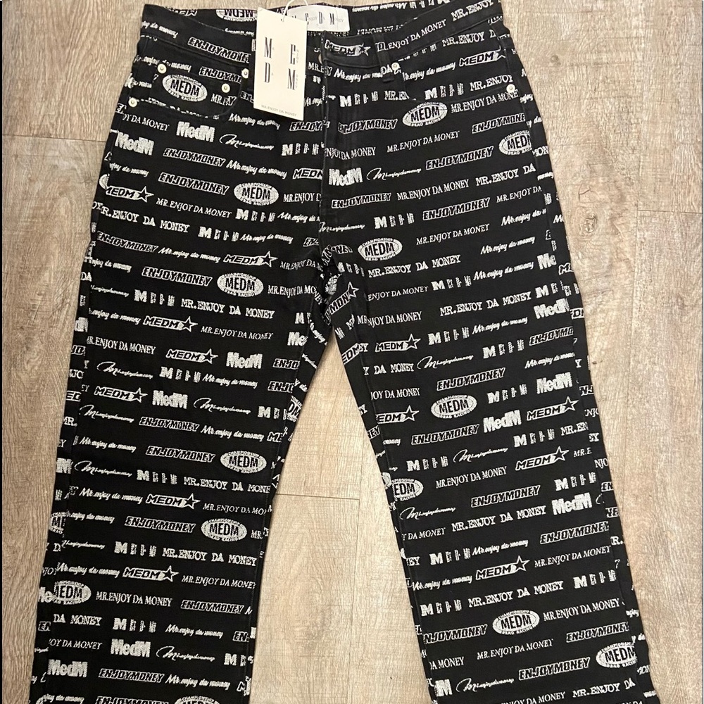 M.E.D.M. Mr. Enjoy Da Money Logo all over Jeans
